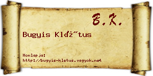 Bugyis Klétus névjegykártya